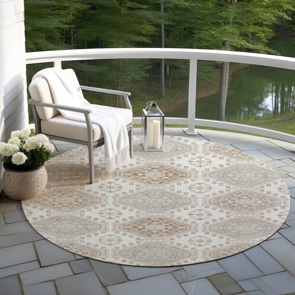 LOOMLAN Rugs Antheya Ivory Washable Indoor-Outdoor Rug