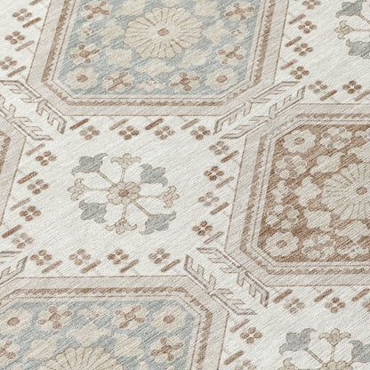LOOMLAN Rugs Antheya Ivory Washable Indoor-Outdoor Rug