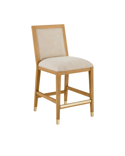 Santos Sea Sand Mahogany and Rattan Beige Armless Side Chair