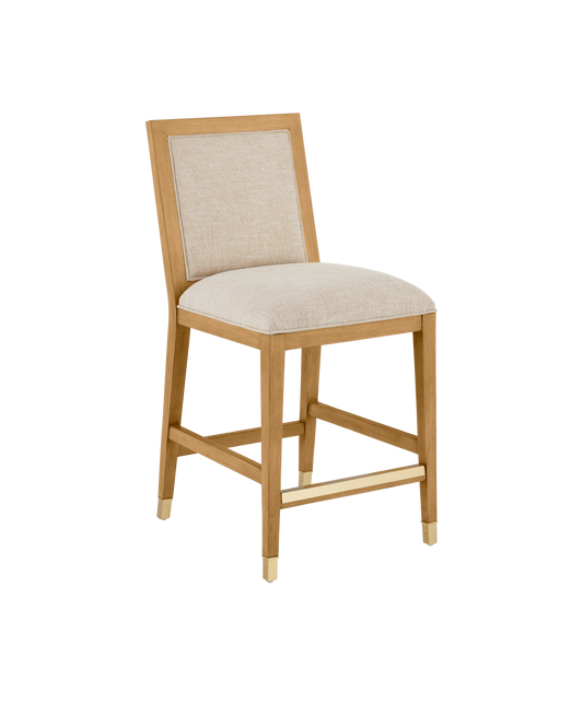 Santos Sea Sand Mahogany and Rattan Beige Armless Side Chair