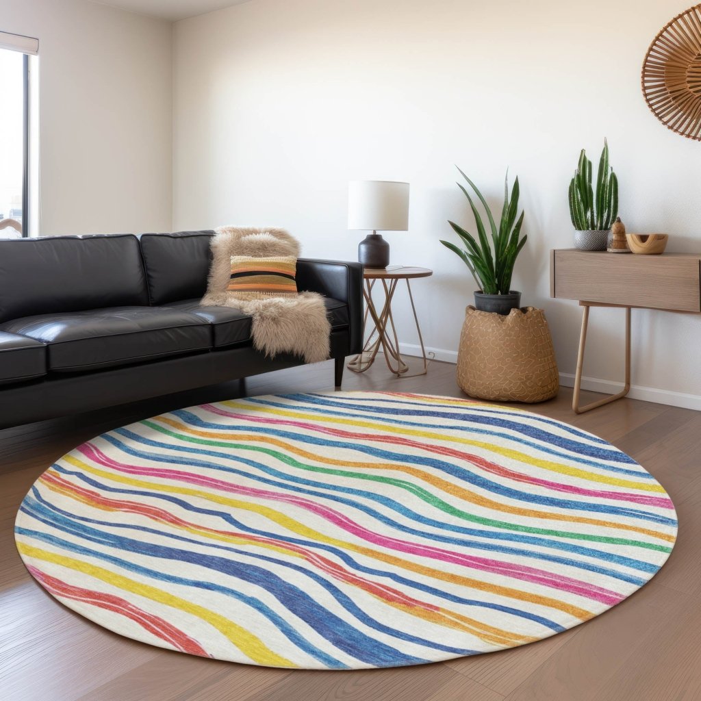 LOOMLAN Rugs Arayndra Ivory Washable Indoor-Outdoor Rug