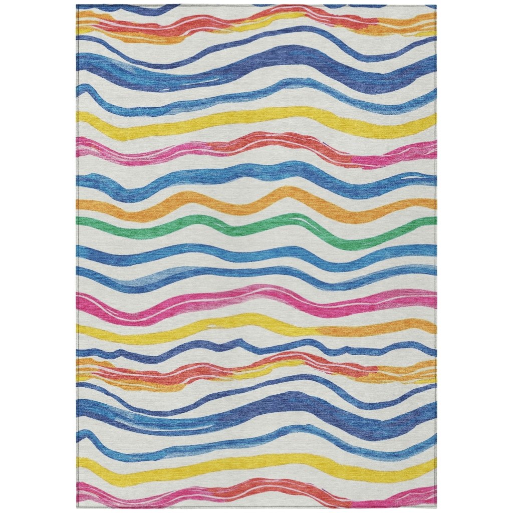 LOOMLAN Rugs Arayndra Ivory Washable Indoor-Outdoor Rug