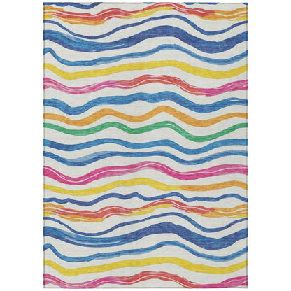 LOOMLAN Rugs Arayndra Ivory Washable Indoor-Outdoor Rug