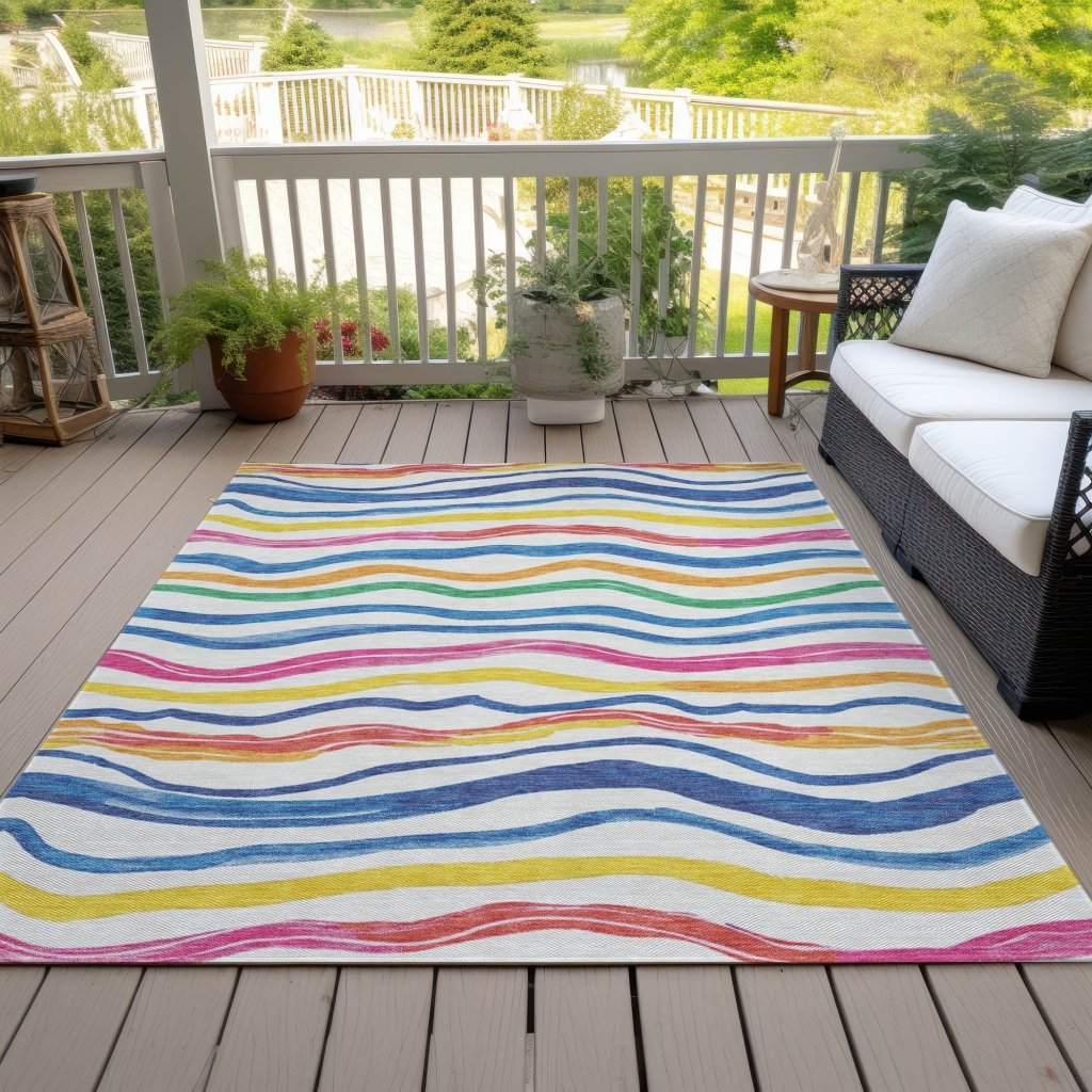 LOOMLAN Rugs Arayndra Ivory Washable Indoor-Outdoor Rug