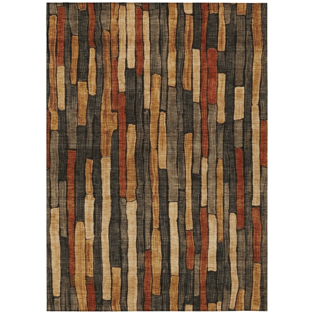 LOOMLAN Rugs Arganza Brown Washable Indoor-Outdoor Rug