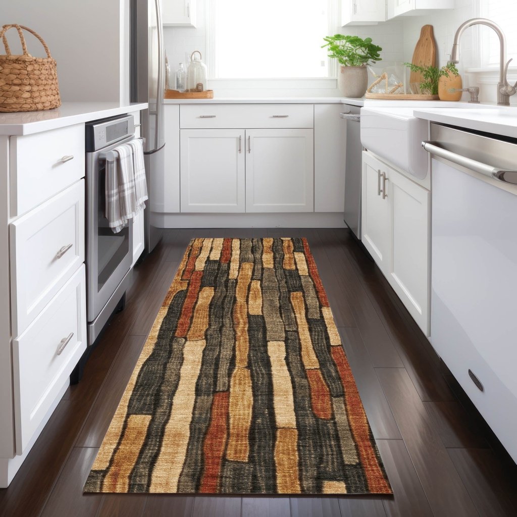 LOOMLAN Rugs Arganza Brown Washable Indoor-Outdoor Rug