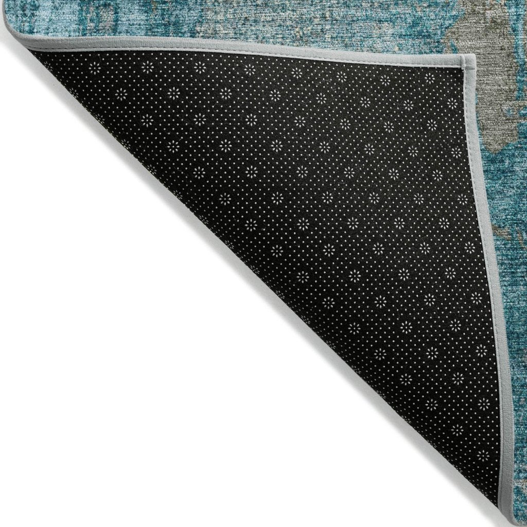 LOOMLAN Rugs Aria Teal Washable Indoor-Outdoor Rug