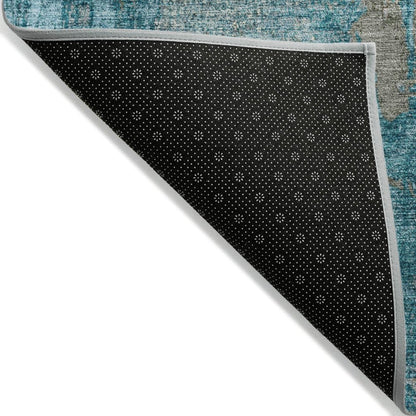 LOOMLAN Rugs Aria Teal Washable Indoor-Outdoor Rug