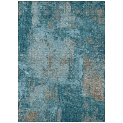 LOOMLAN Rugs Aria Teal Washable Indoor-Outdoor Rug