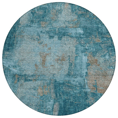 LOOMLAN Rugs Aria Teal Washable Indoor-Outdoor Rug