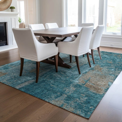 LOOMLAN Rugs Aria Teal Washable Indoor-Outdoor Rug