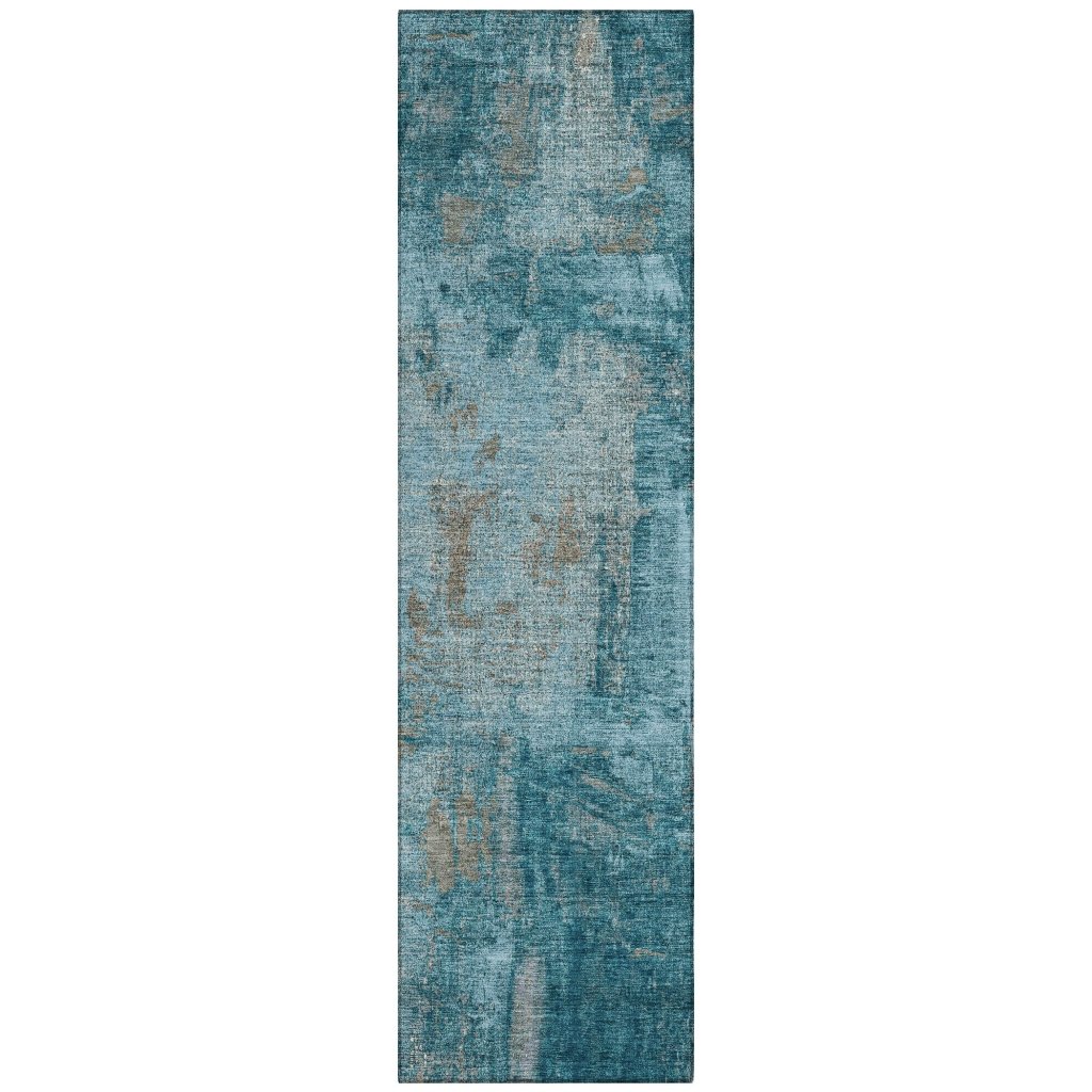 LOOMLAN Rugs Aria Teal Washable Indoor-Outdoor Rug