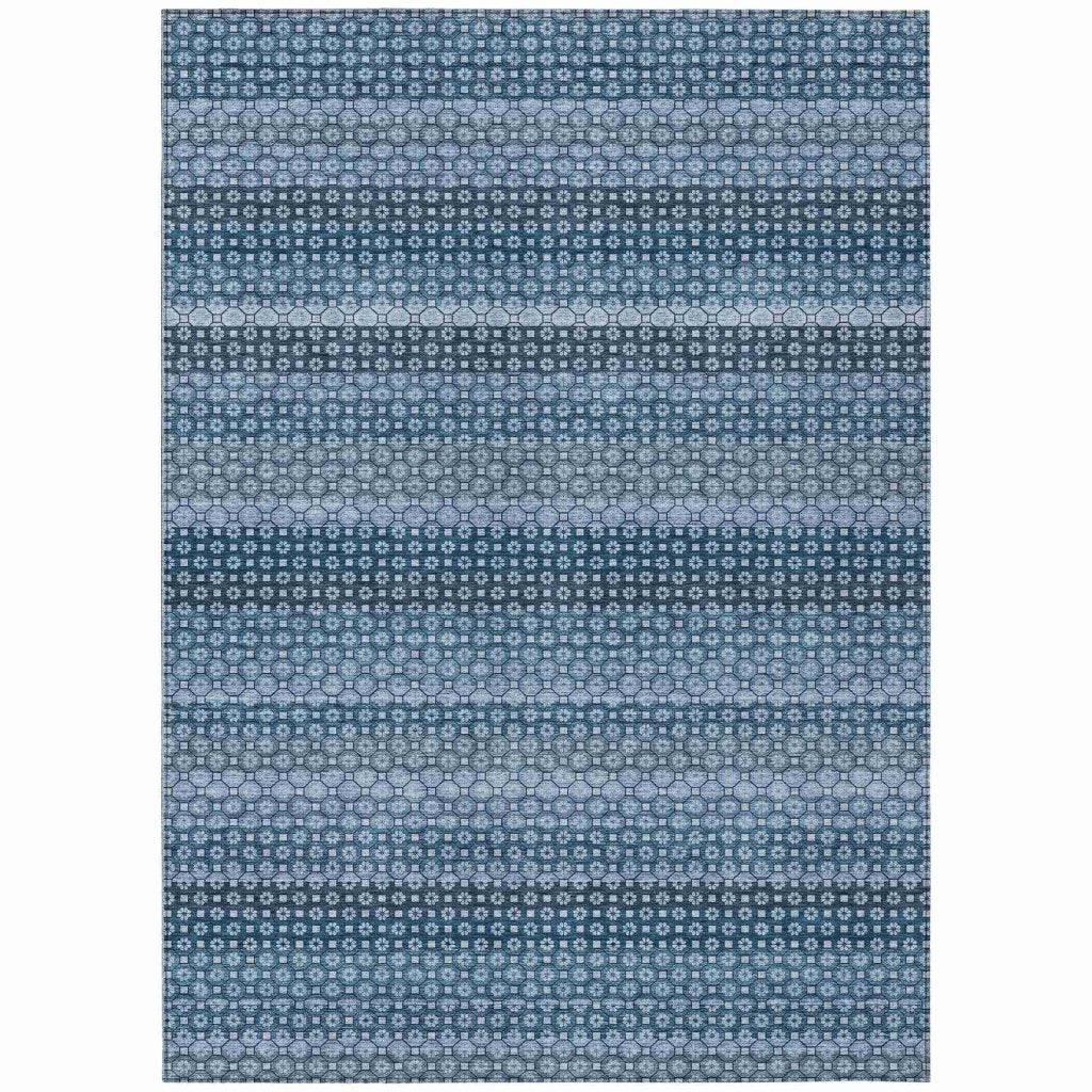 LOOMLAN Rugs Ariaelle Blue Washable Indoor-Outdoor Rug