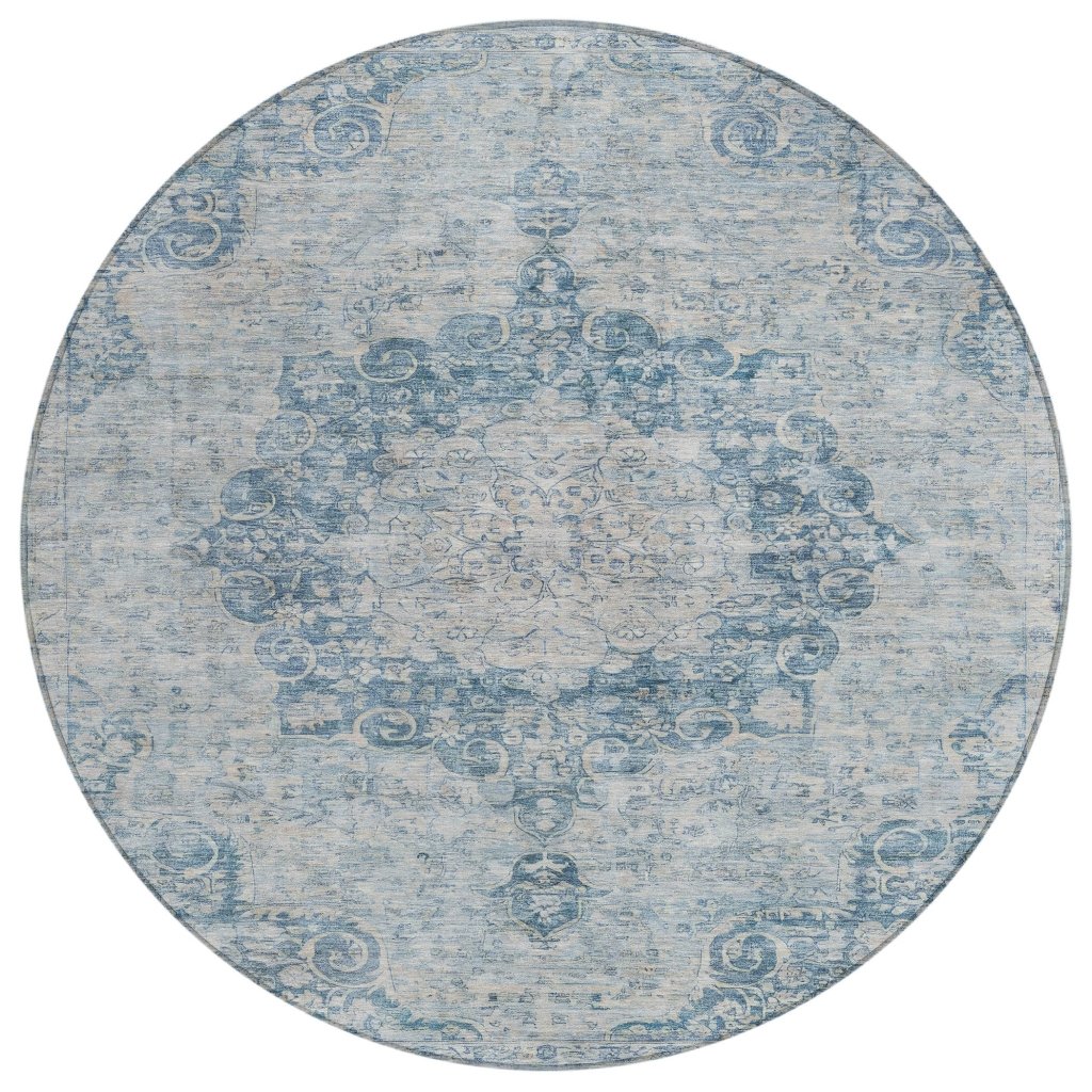 LOOMLAN Rugs Arienne Blue Washable Indoor-Outdoor Rug