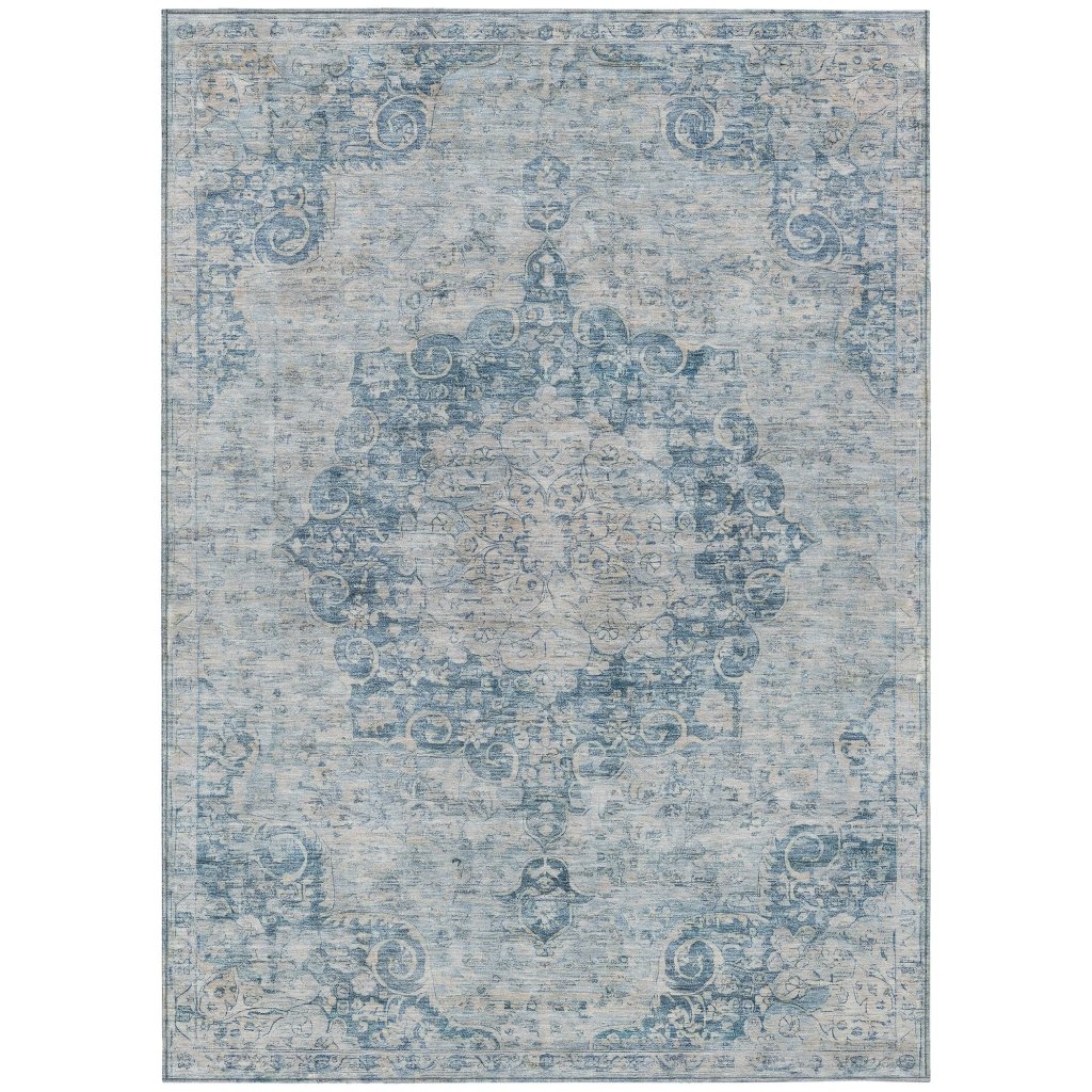 LOOMLAN Rugs Arienne Blue Washable Indoor-Outdoor Rug