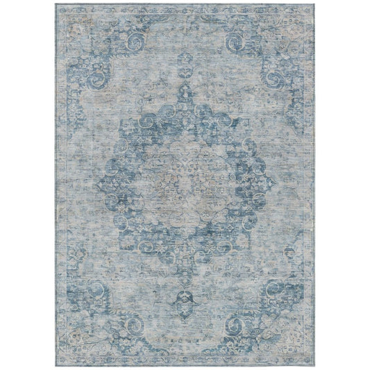 LOOMLAN Rugs Arienne Blue Washable Indoor-Outdoor Rug