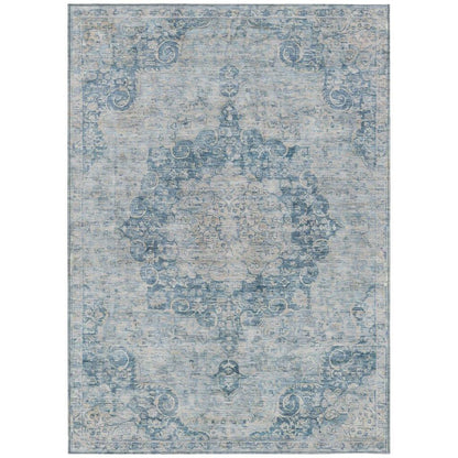 LOOMLAN Rugs Arienne Blue Washable Indoor-Outdoor Rug