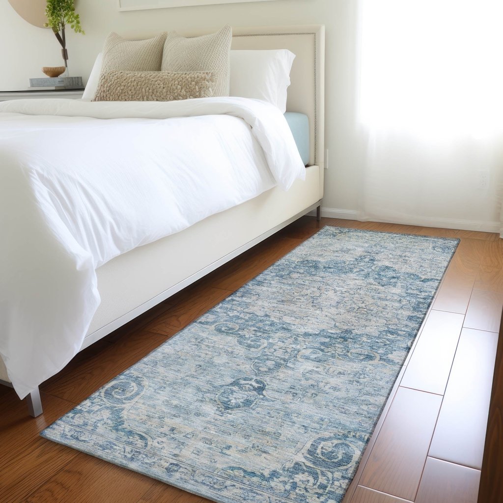 LOOMLAN Rugs Arienne Blue Washable Indoor-Outdoor Rug