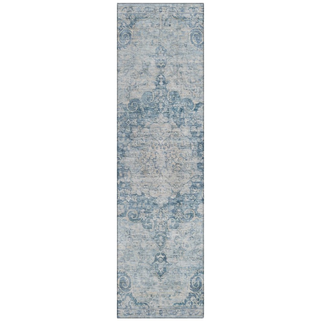 LOOMLAN Rugs Arienne Blue Washable Indoor-Outdoor Rug