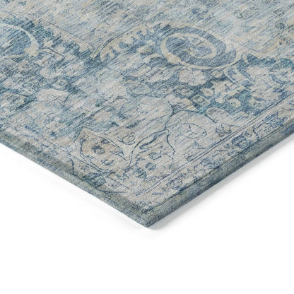 LOOMLAN Rugs Arienne Blue Washable Indoor-Outdoor Rug