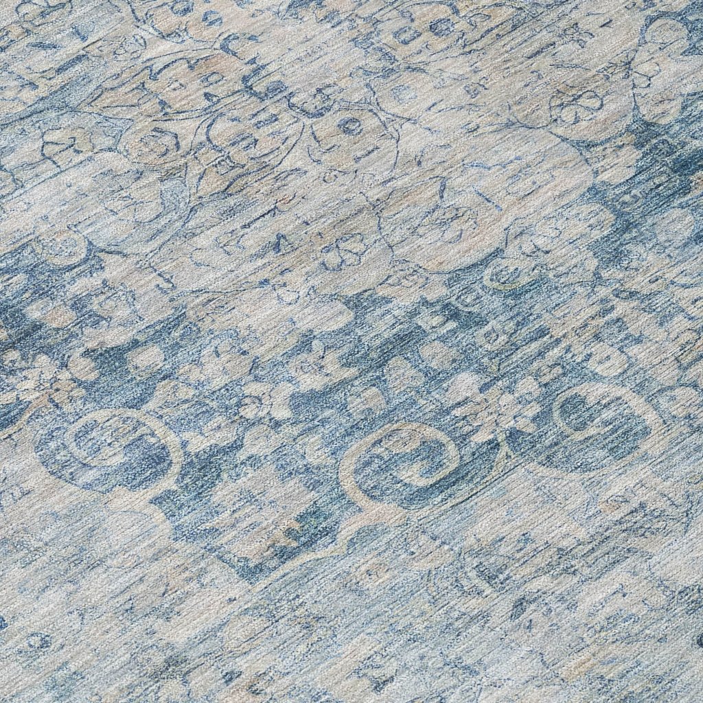 LOOMLAN Rugs Arienne Blue Washable Indoor-Outdoor Rug
