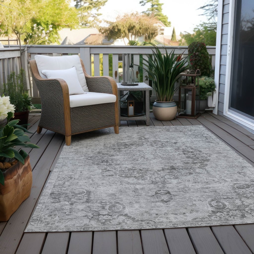 LOOMLAN Rugs Arienne Gray Washable Indoor-Outdoor Rug