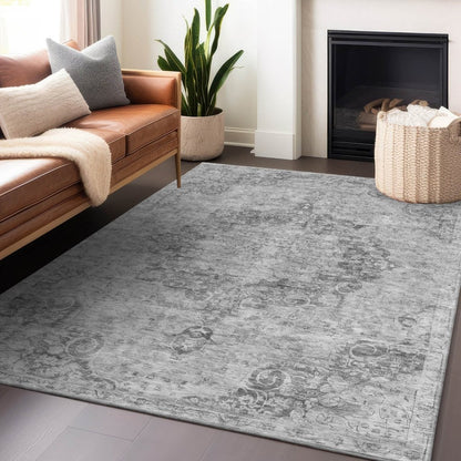 LOOMLAN Rugs Arienne Gray Washable Indoor-Outdoor Rug