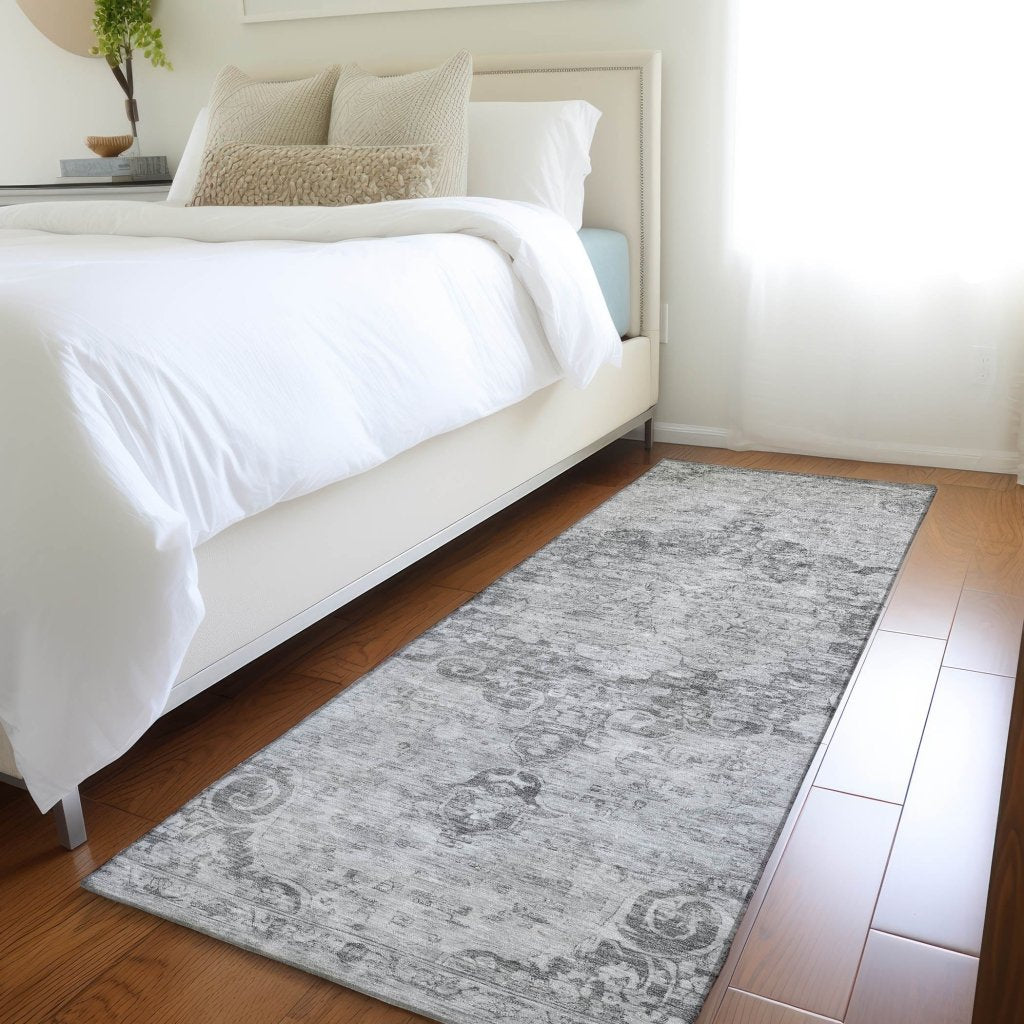 LOOMLAN Rugs Arienne Gray Washable Indoor-Outdoor Rug