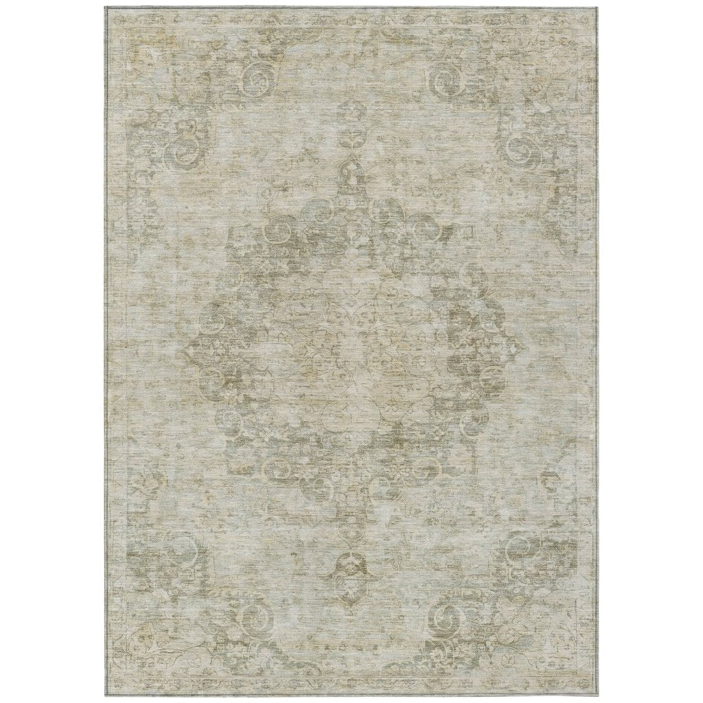 LOOMLAN Rugs Arienne Green Washable Indoor-Outdoor Rug
