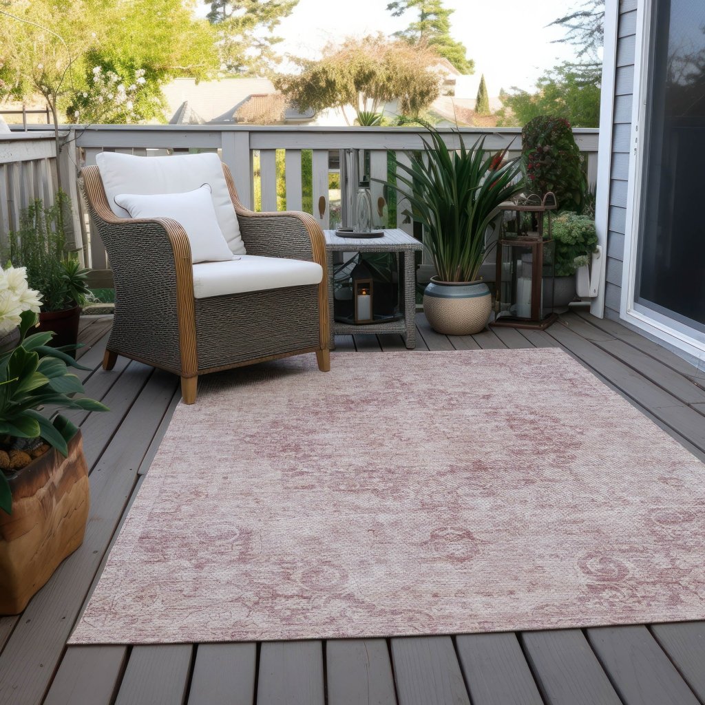 LOOMLAN Rugs Arienne Pink Washable Indoor-Outdoor Rug