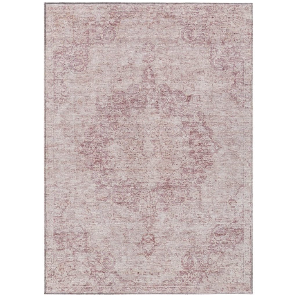LOOMLAN Rugs Arienne Pink Washable Indoor-Outdoor Rug