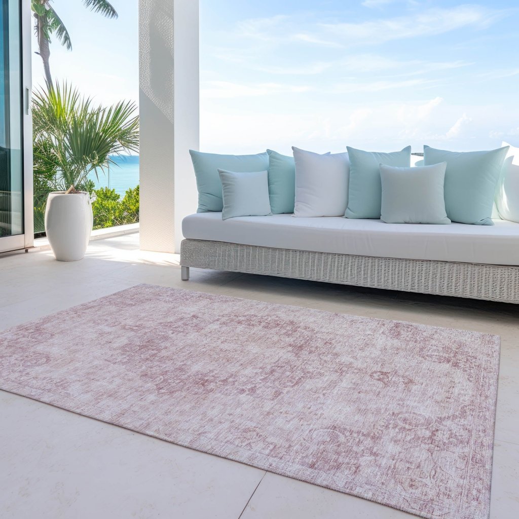 LOOMLAN Rugs Arienne Pink Washable Indoor-Outdoor Rug