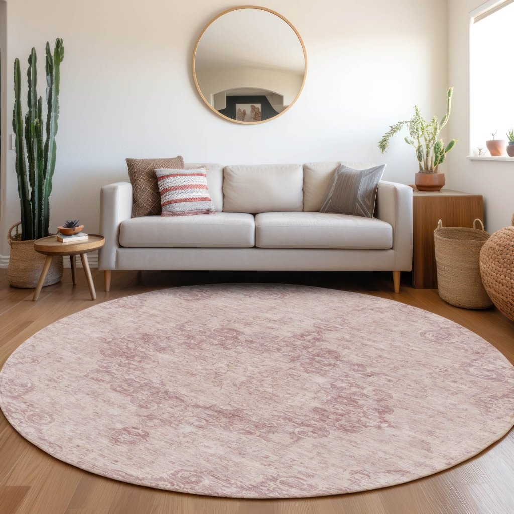 LOOMLAN Rugs Arienne Pink Washable Indoor-Outdoor Rug