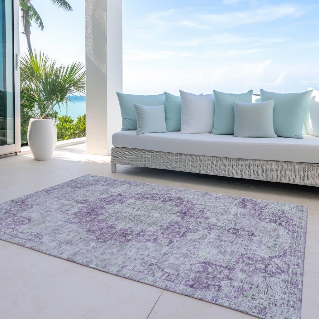 Arienne Purple Washable Indoor - Outdoor Rug - LOOMLAN - LOOMLAN Rugs - Outdoor Rugs