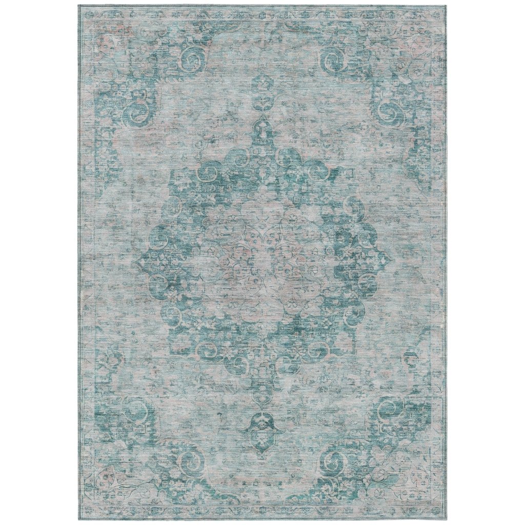 LOOMLAN Rugs Arienne Teal Washable Indoor-Outdoor Rug