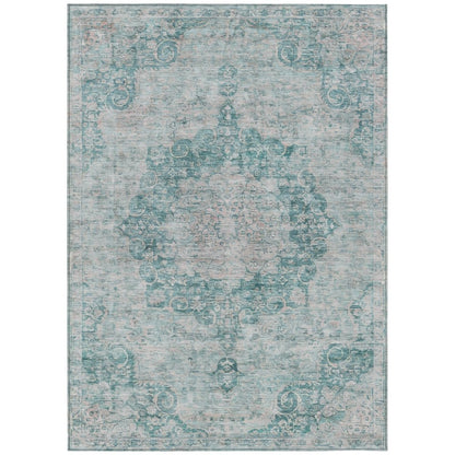 LOOMLAN Rugs Arienne Teal Washable Indoor-Outdoor Rug