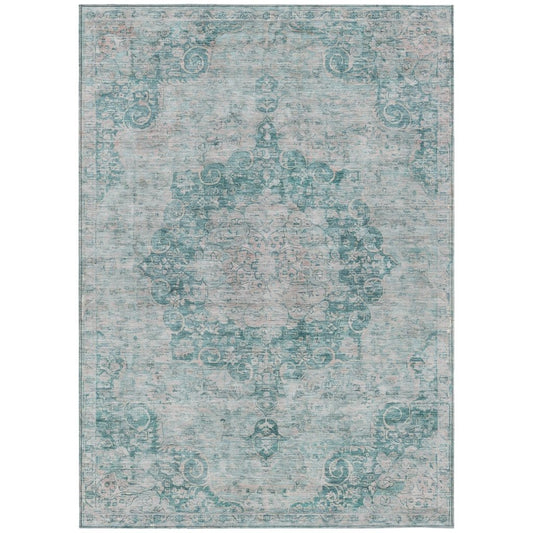 LOOMLAN Rugs Arienne Teal Washable Indoor-Outdoor Rug