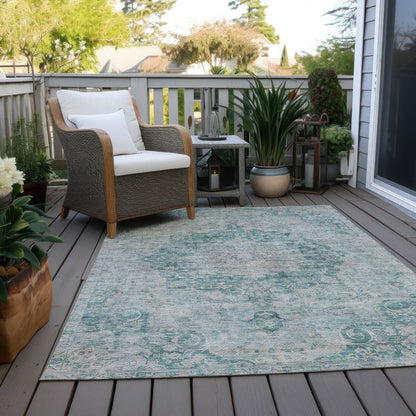 LOOMLAN Rugs Arienne Teal Washable Indoor-Outdoor Rug