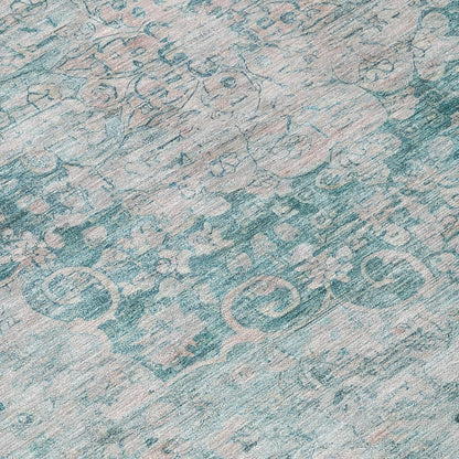 LOOMLAN Rugs Arienne Teal Washable Indoor-Outdoor Rug