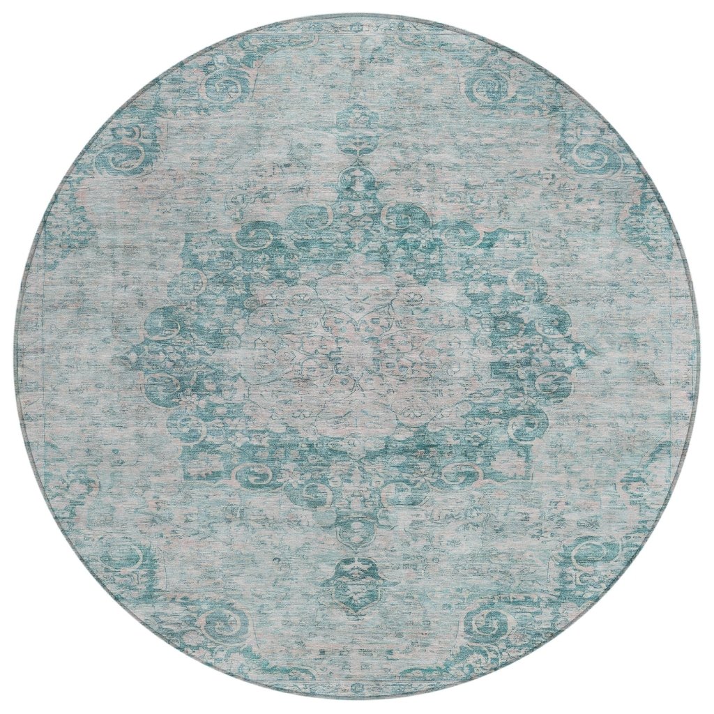 LOOMLAN Rugs Arienne Teal Washable Indoor-Outdoor Rug