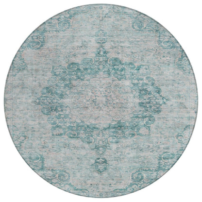 LOOMLAN Rugs Arienne Teal Washable Indoor-Outdoor Rug