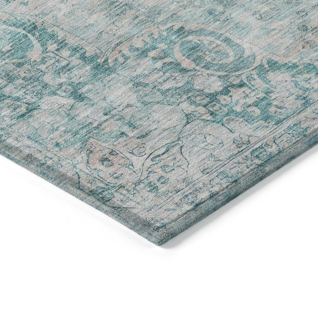 LOOMLAN Rugs Arienne Teal Washable Indoor-Outdoor Rug