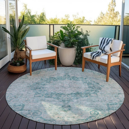 LOOMLAN Rugs Arienne Teal Washable Indoor-Outdoor Rug