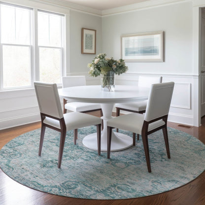 LOOMLAN Rugs Arienne Teal Washable Indoor-Outdoor Rug