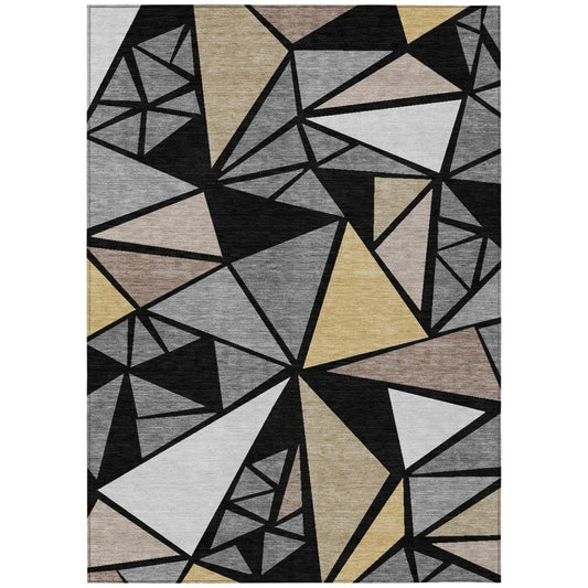 LOOMLAN Rugs Aristea Black Washable Indoor-Outdoor Rug