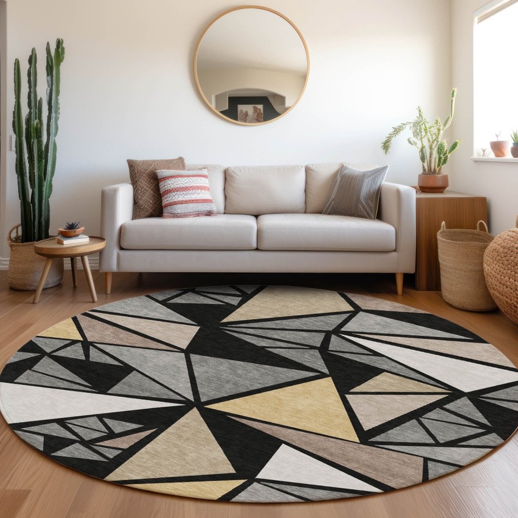 LOOMLAN Rugs Aristea Black Washable Indoor-Outdoor Rug