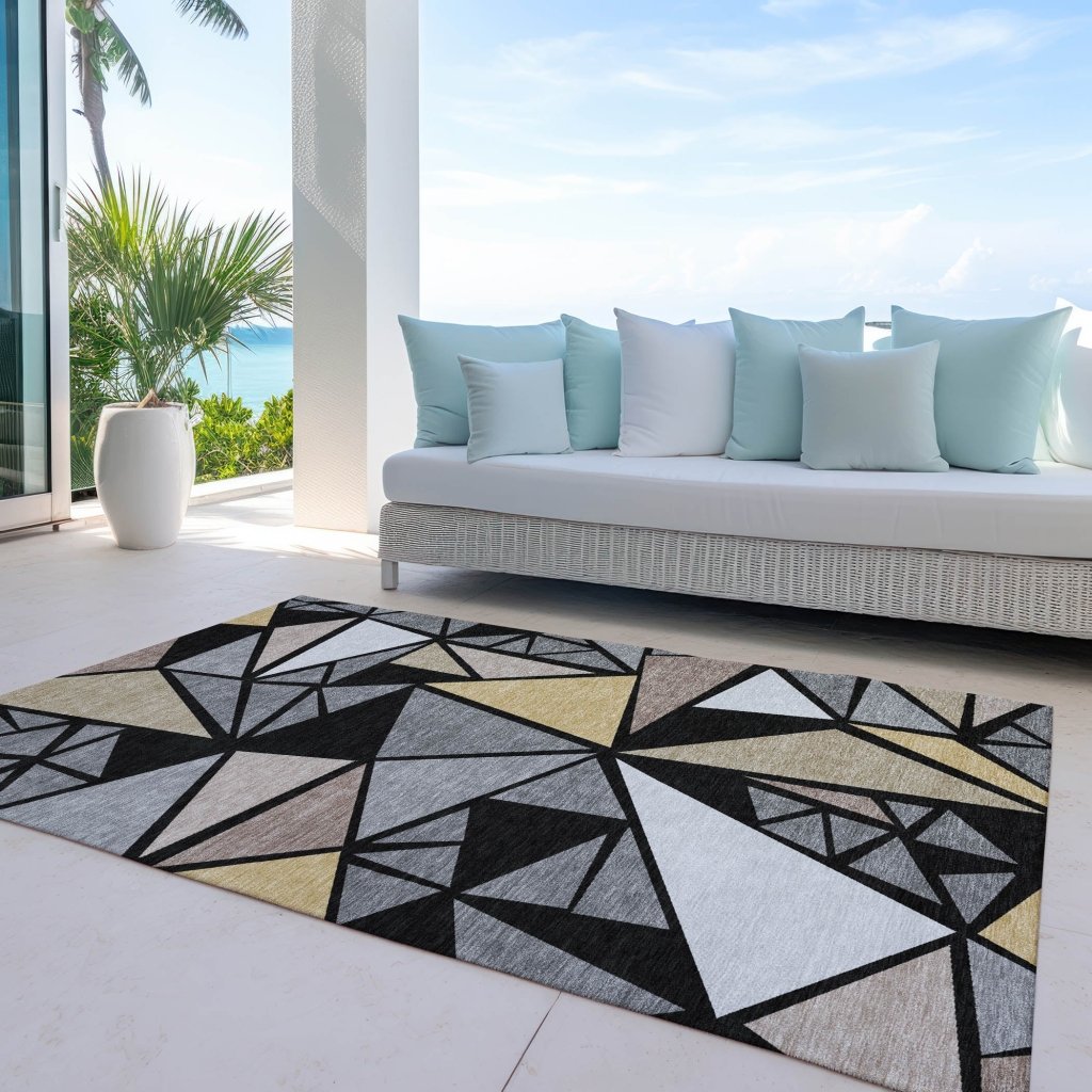 LOOMLAN Rugs Aristea Black Washable Indoor-Outdoor Rug