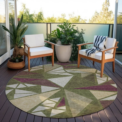 LOOMLAN Rugs Aristea Green Washable Indoor-Outdoor Rug