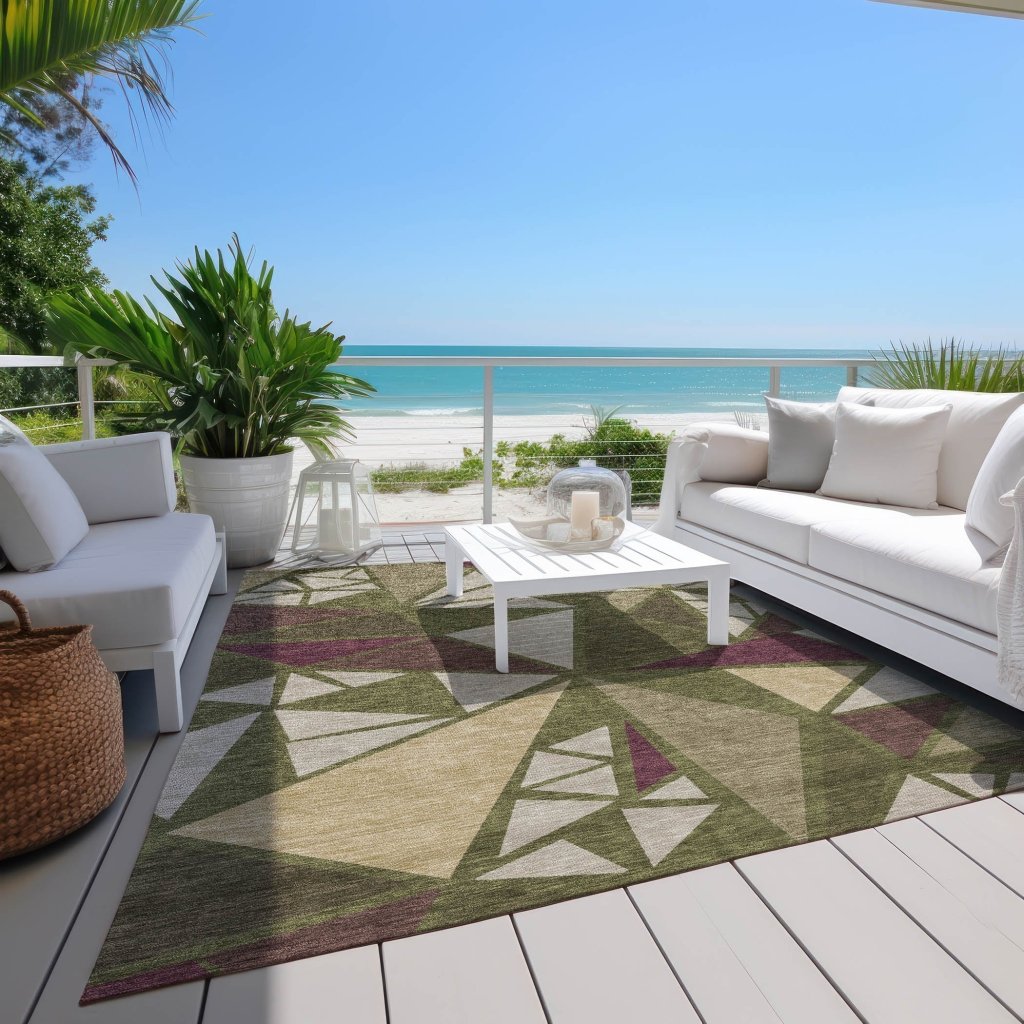 LOOMLAN Rugs Aristea Green Washable Indoor-Outdoor Rug