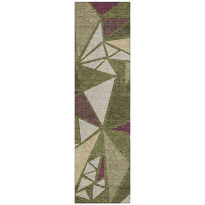 LOOMLAN Rugs Aristea Green Washable Indoor-Outdoor Rug